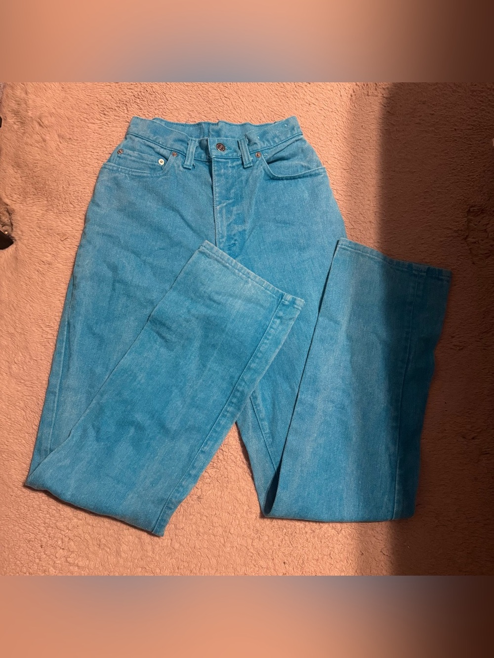Levis Vintage USA 26505 2412 Teal Denim Pants Jeans Womens Sz 9 26x34 Talon Zip